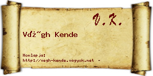 Végh Kende névjegykártya